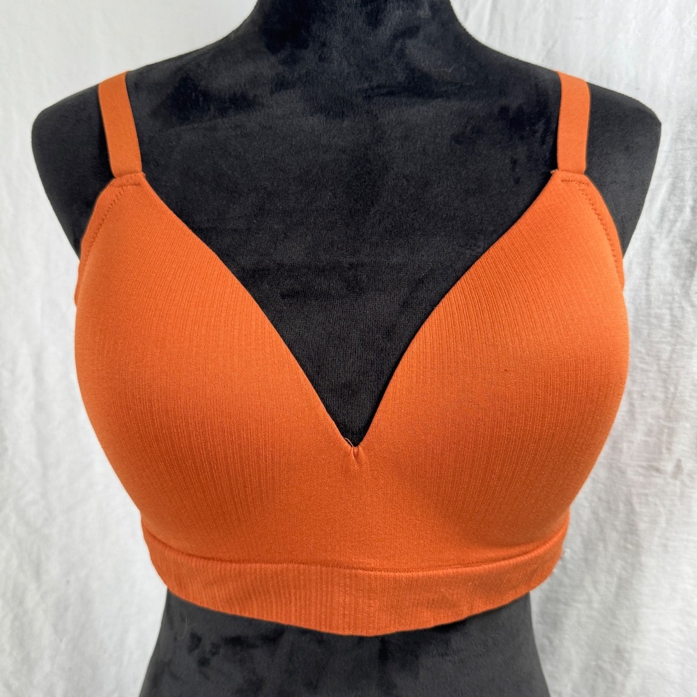 Women's‎ Joyspun Ribbed Seamless Plunge Bralette XXL Burnt Orange JS72P414